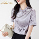 慕立时尚 真丝休闲短袖 印花T恤衫 Mulee 显瘦大码 桑蚕丝女春夏上衣