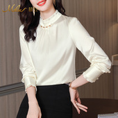 春桑蚕丝纯色女士衬衫 Mulee 慕立立领长袖 重磅真丝衬衣POLO领上衣