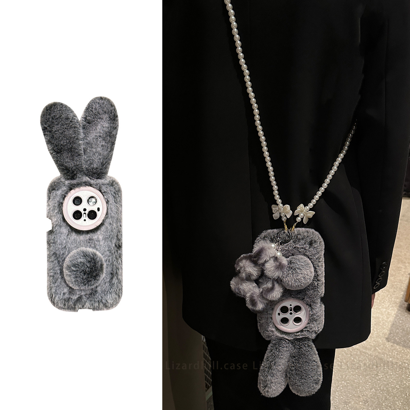 lizardhill 秋冬毛绒灰兔适用华为mate70pro+手机壳新款mate60女pura80pro斜挎可背带挂绳挂脖pura70全包防摔,3C数码配件,手机保护套/壳,淘宝优惠券,粉丝福利购,淘宝优惠卷