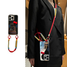 lizardhill 镜面kt猫表情适用苹果16手机壳新款iphone15promax女14pro可调节斜挎背带挂绳挂脖13超好看高级感