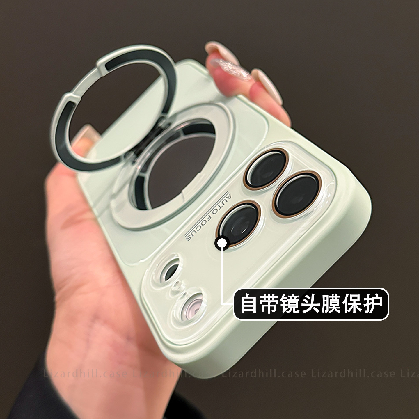 镜面磁吸支架适用苹果17promax手机壳17pro新款iphone16pro青色15pro男女情侣14pro镜头全包防摔13小众高级感