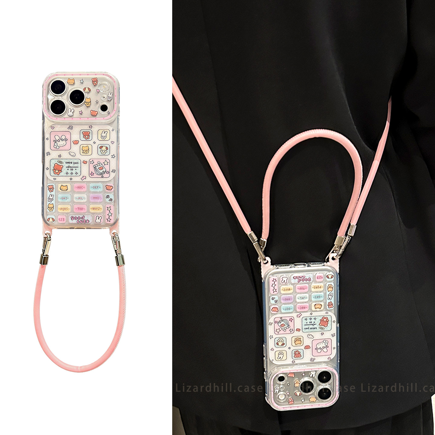 lizardhill 超萌卡通兔子小熊适用iphone18promax手机壳苹果17pro新款女16pro斜挎背带挂绳15pro镜头全包防摔图片