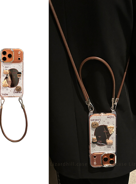 lizardhill 镜面立体小熊饼干适用苹果17promax手机壳女16pro新款iphone15斜挎可背带挂绳14pro超好看13小众