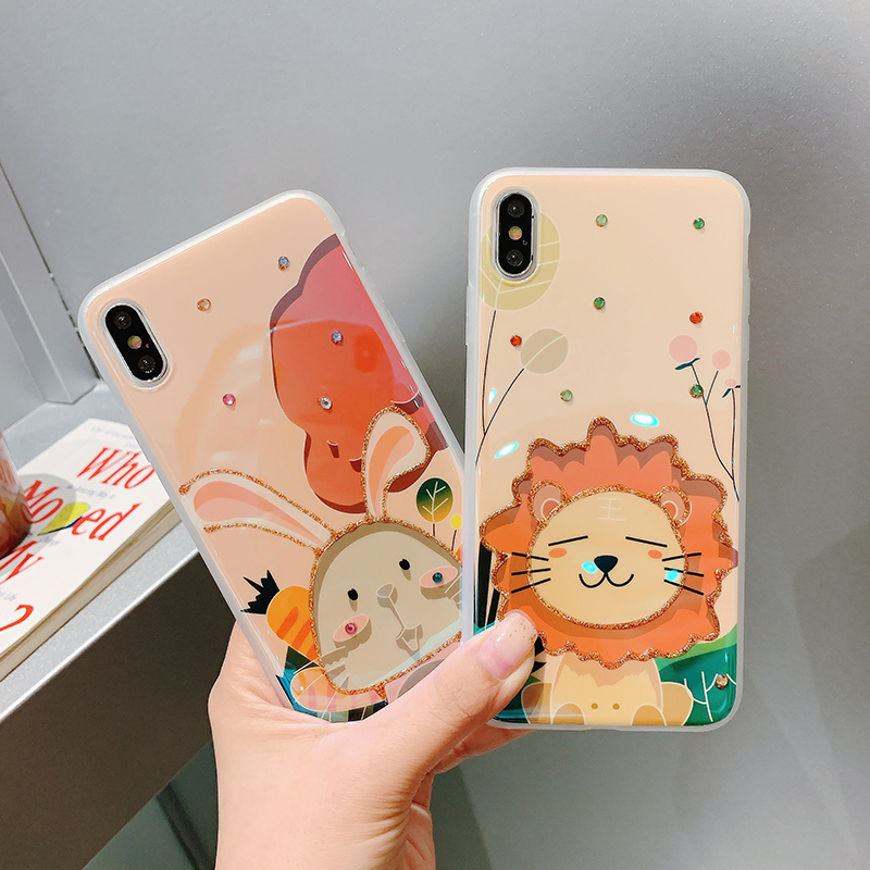 韩国可爱狮子iphone11卡通小兔xs max苹果x手机壳xr水钻iphone8plus情侣7plus创意7p个性8p女款6s防摔11pro潮图片