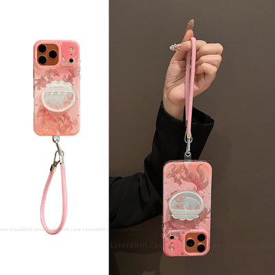 lizardhill 新年百福锦鲤鱼适用苹果17promax手机壳新款16pro男iphone15带支架14pro粉色少女心13挂绳超好看