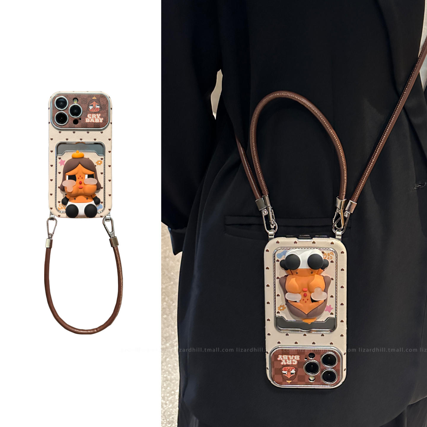 lizardhill 可爱哭娃适用苹果16手机壳17pro新款iphone15promax女14pro全包防摔13斜挎可背带挂绳小众独特软