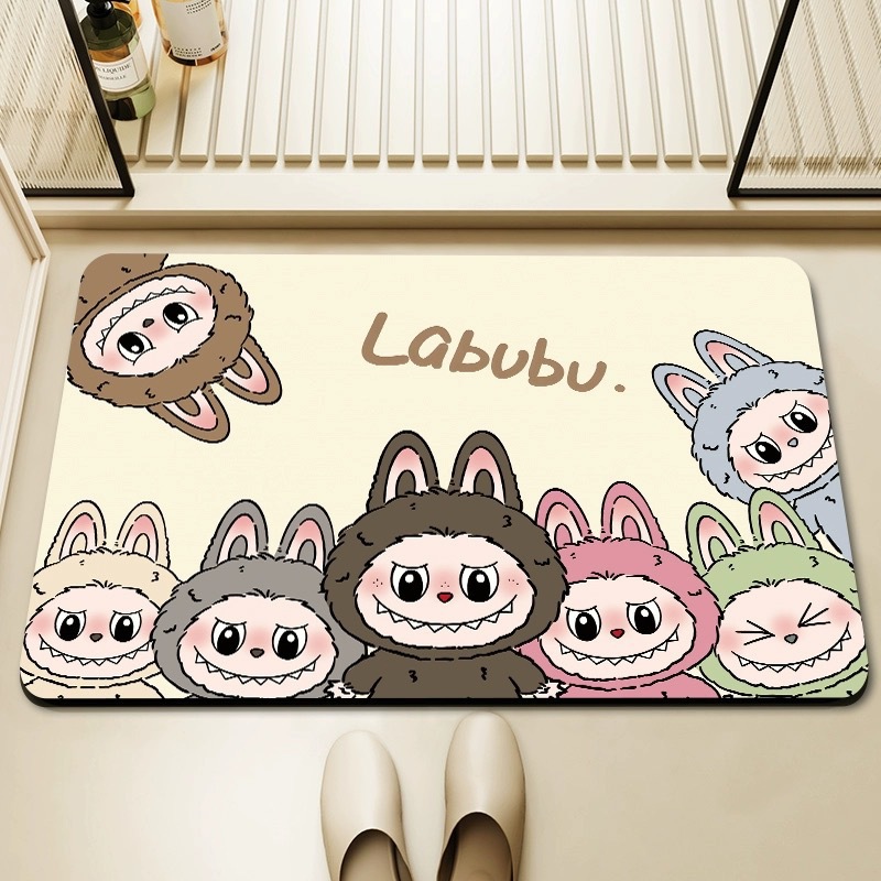 卡通labubu拉布布硅藻泥浴室地垫吸水防滑卫生间地垫脚踏垫