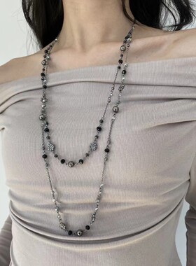 复古做旧Y2K串珠长款项链叠戴小众锁骨链辣妹配饰项链配饰女夏季