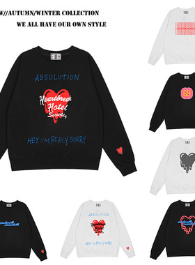 CLOTxEU 陈冠希限定联名溶解心秋季长袖 HGW草莓节霓虹灯印花卫衣