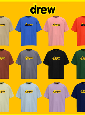 Drew笑脸短袖比伯同款胸前发泡字母印花情侣欧美青少年短袖T恤