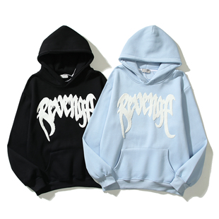 Revenge Plush Hoodie 毛巾刺绣帽衫北卡蓝卫衣男女宽松加绒外套
