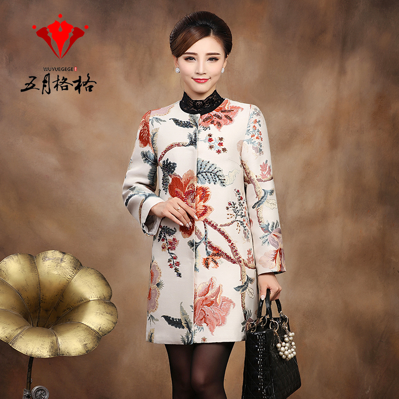 新款春秋装单衣优雅日常改良唐装上衣长袖大码外套风衣妈妈装