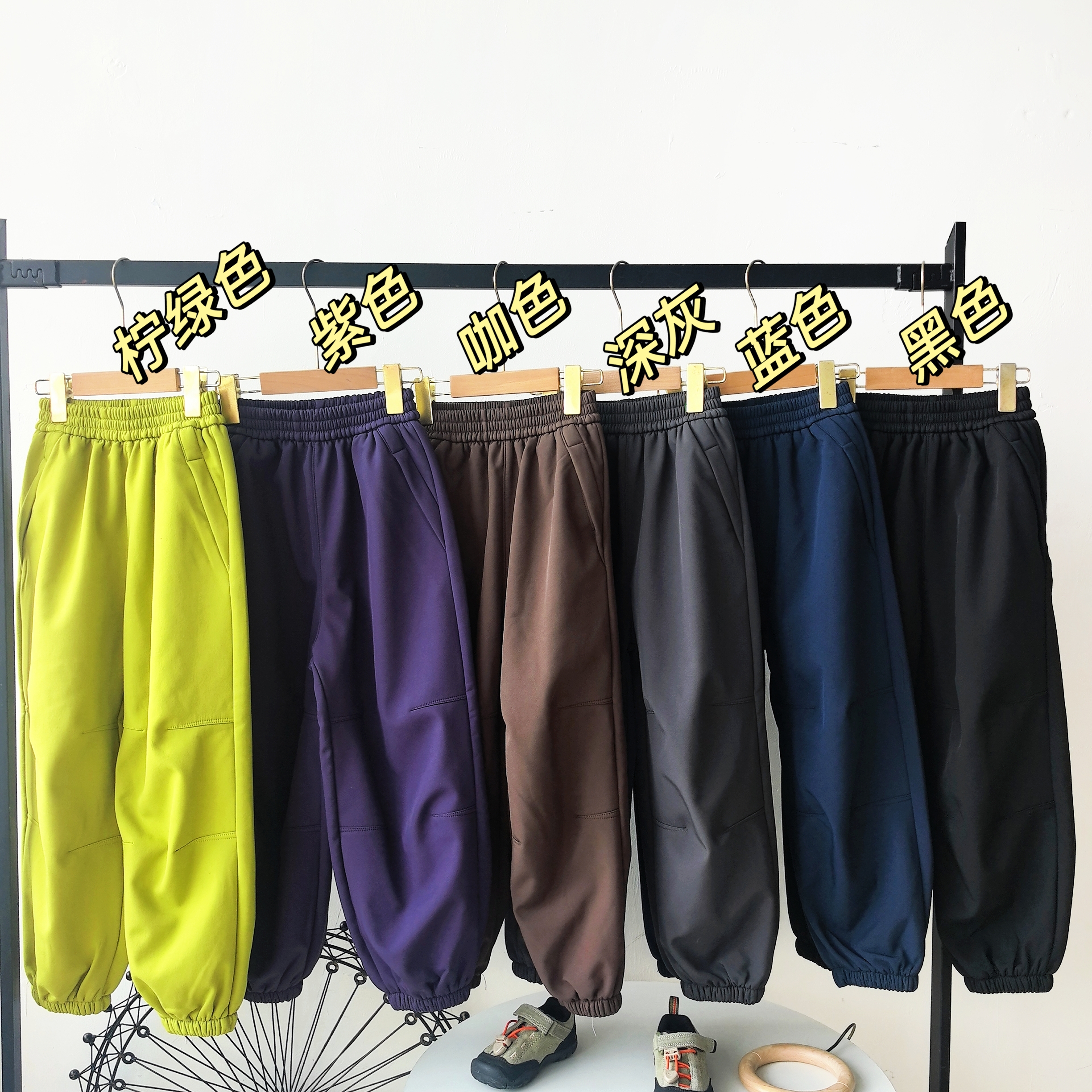 男童女童加绒加厚一条过冬软壳裤120-170码