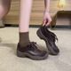 厚底增高复古乐福鞋 女学院小皮鞋 女秋冬新款 系带圆头文艺通勤单鞋