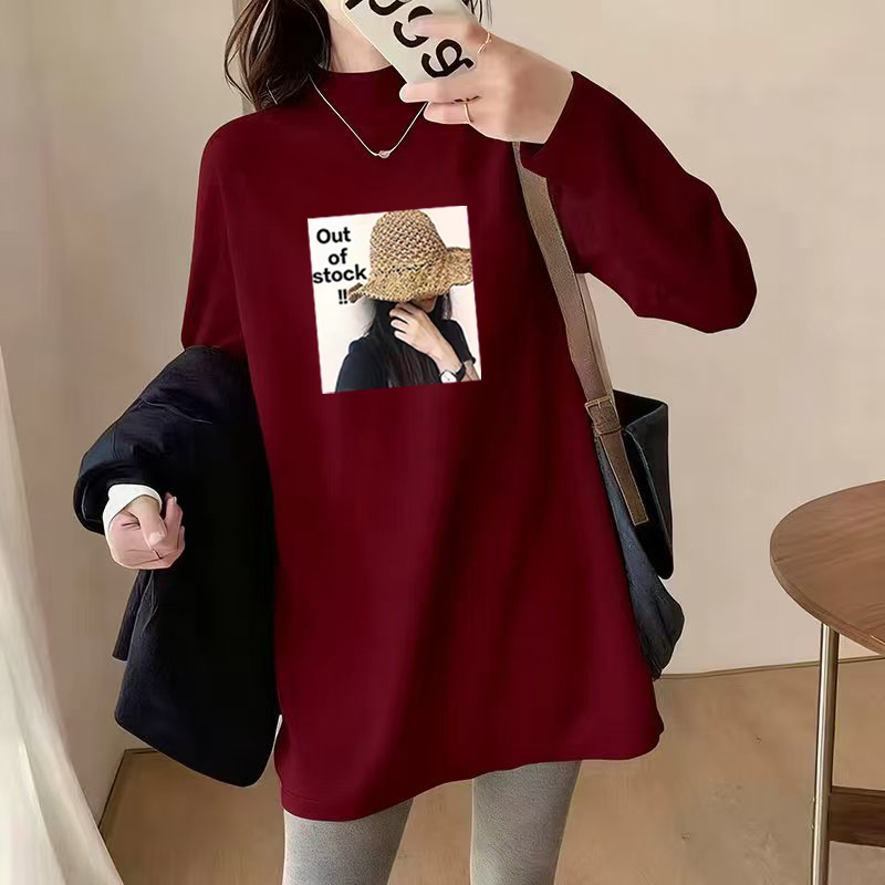 秋冬款300斤德绒打底衫女2025内搭长袖T恤宽松中长款孕妇秋季上衣