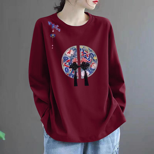 春秋上衣洋气妈妈纯棉长袖