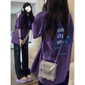 300斤美式 潮牌ins小众宽松上衣 2026新款 卡通学院风短袖 T恤女夏季