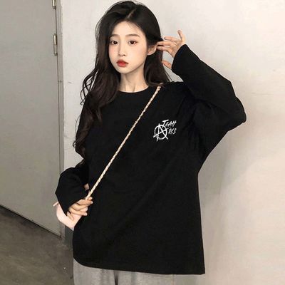 高级大码胖mm纯棉2025新款长袖女装宽松T恤体恤百搭秋季内搭上衣