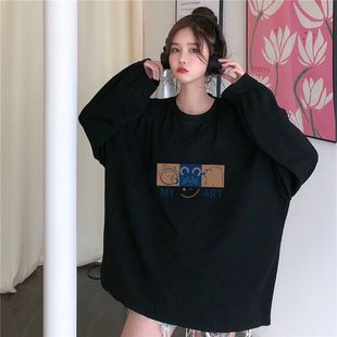 新款 女士纯棉t恤衫 300斤女装 大码 mm显瘦上衣 长袖 小众宽松2025秋季