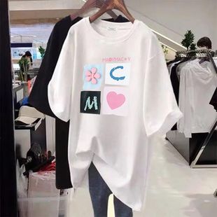 胖mm300斤大码女装宽松新款胖人孕妇装夏季中长款遮肉洋气t恤衫