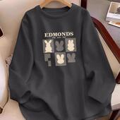 2026新款 秋季 款 300斤大码 胖妹妹遮肚外穿德绒长袖 女通勤宽松上衣