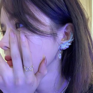 超仙天使之翼个性 潮一体式 耳饰女 耳骨夹耳环2024年新款 仙气飘飘