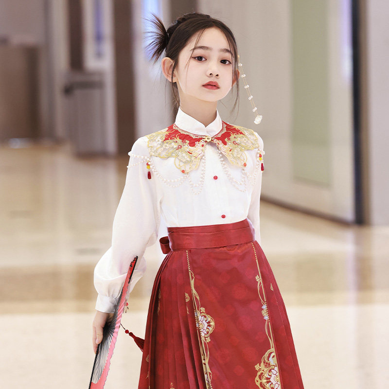 马面裙女童套装2026新款国风汉元素儿童汉服云肩新款明制女孩唐装