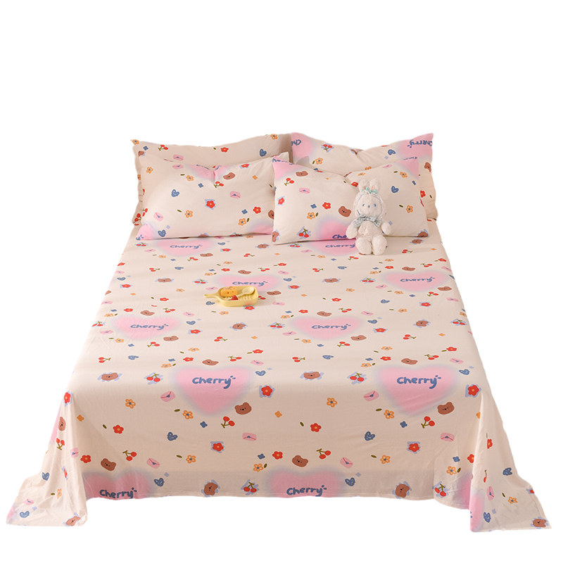 2024新款针织纯棉高档天竺棉床单全棉加厚超柔单双人被单三件套