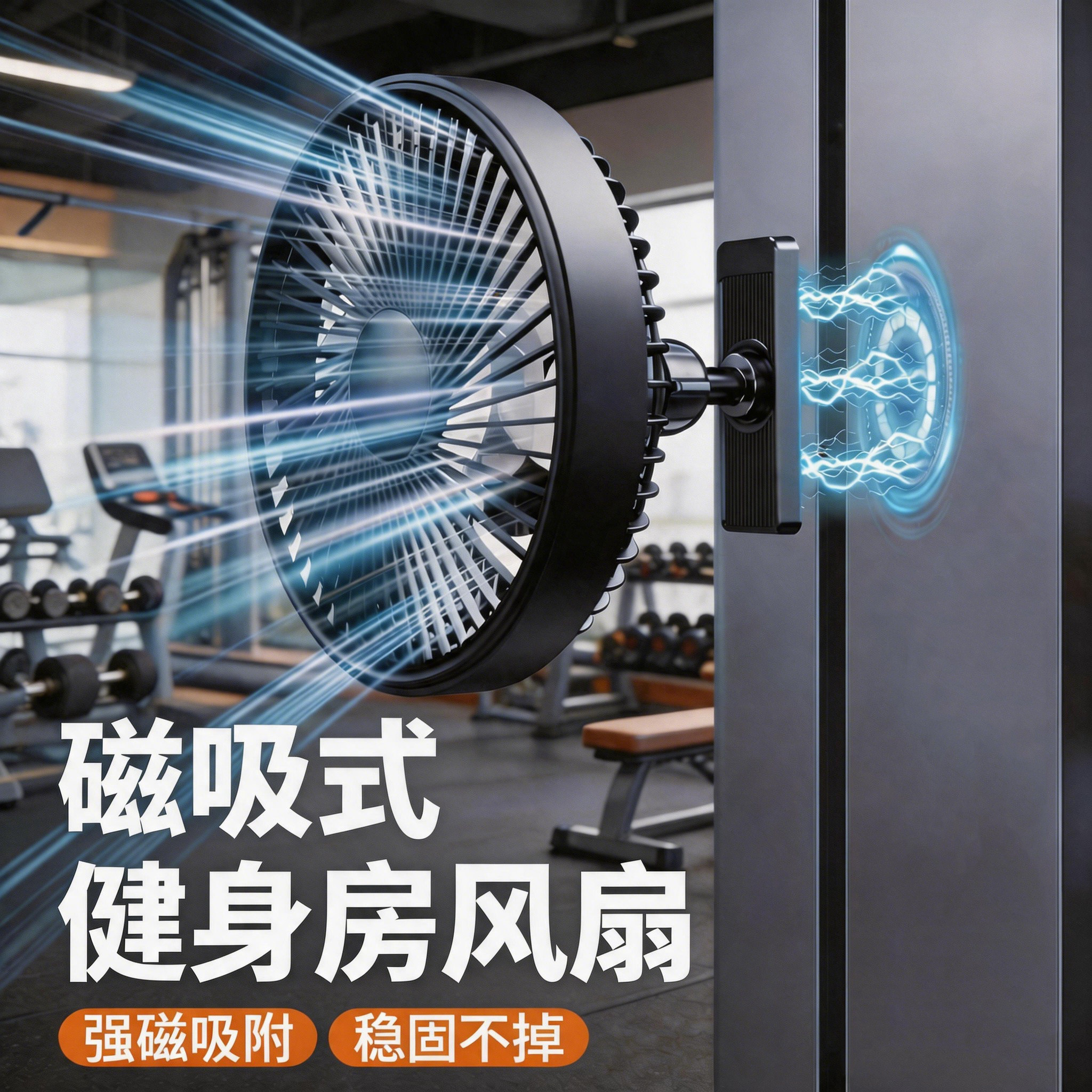 健身房专用磁吸小风扇充电大风力