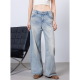 复古水洗做旧高腰设计感宽松阔腿裤 直筒牛仔裤 春季 2026新款 子 女款