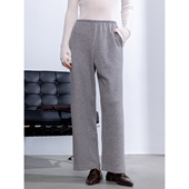 灰色卫裤 子 宽松慵懒风高腰羊毛休闲毛呢直筒阔腿裤 女2025新款 冬季
