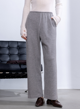 灰色卫裤女2025新款冬季宽松慵懒风高腰羊毛休闲毛呢直筒阔腿裤子