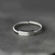 Xiao Zhang's story retro design S925 sterling silver one word open ring girls ring fashion twist index finger ring