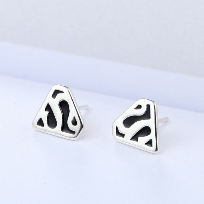 日韩风情侣字母几何三角形耳坠