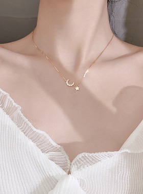 小张的故事S925纯银月亮星星项链