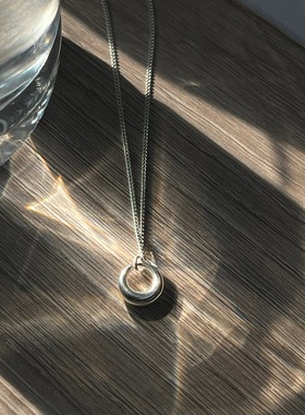 小张的故事925纯银几何圆圈项链女ins风简约锁骨链轻奢小众设计感