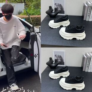 左奇函同款鞋子小个子7cm轻便运动鞋厚底休闲时尚女百搭松糕鞋