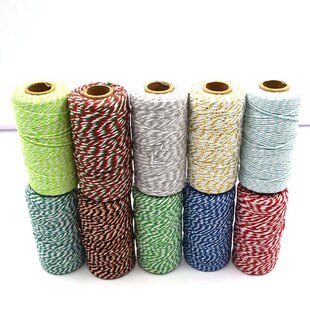 DIY棉绳两股棉绳双色红绿绳子手工包装绳100米卷2mm粗礼物捆扎包