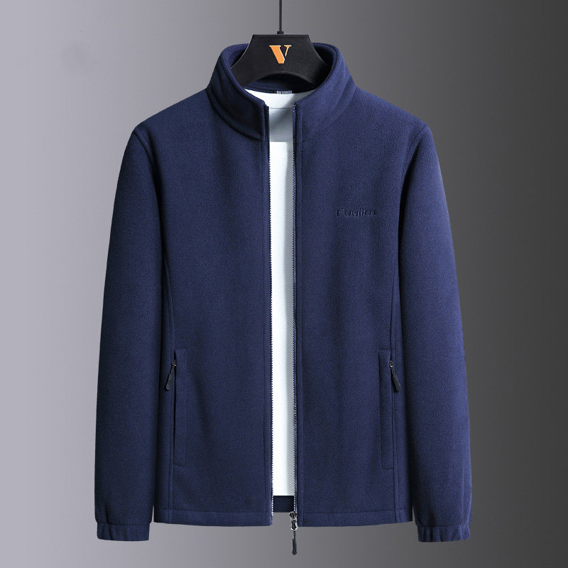 摇粒绒外套男秋冬季宽松爸爸抓绒冬款开衫卫衣高端男士加绒夹克