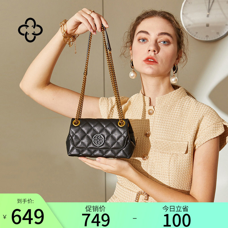 cassile卡思乐包包女2022新款高级感轻奢链条单肩斜挎小包真皮潮