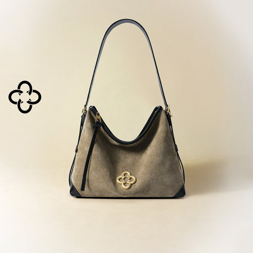 CASSILE卡思乐女包松涛托特包冬季牛皮绒面hobo通勤大容量斜挎包