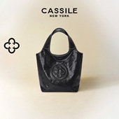 CASSILE卡思乐MINI马甲手提包植鞣水晶牛皮单肩斜挎黑色小菜篮包