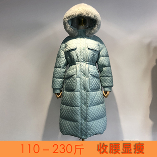 洋气大码羽绒服女长款长过膝胖妹妹mm200斤加肥加大毛领显瘦网红