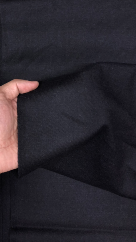 细斜纹微弹黑色毛料澳洲山羊绵羊毛混纺抗皱不会皱免熨烫纯黑裤子