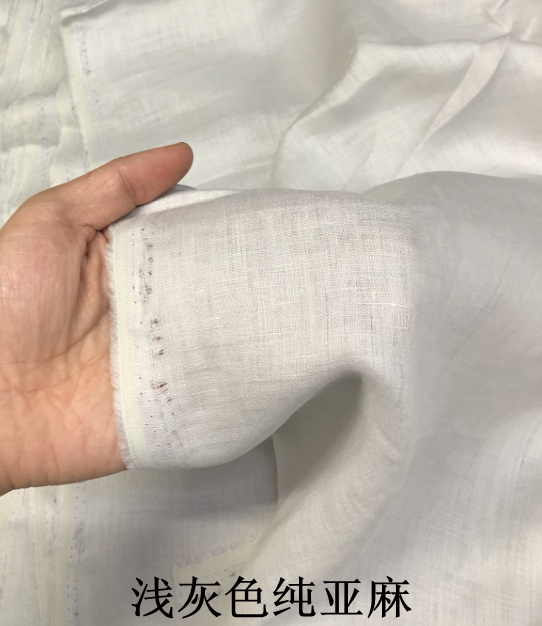 浅灰色纯亚麻料水洗棉麻汉麻服装面料唐装袍子裤子民族禅服连衣裙