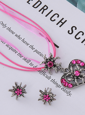 跨境欧美复古爱心镶钻项链