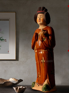 仿古唐仕女摆件陶瓷胖妞肥婆侍女