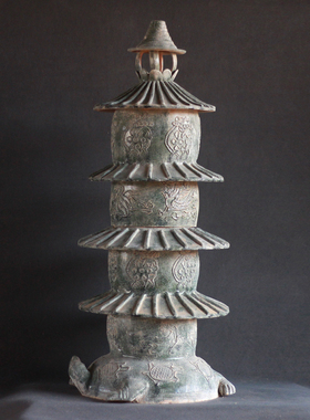 唐三彩陶瓷舍利塔摆件仿古汉绿釉塔楼阁楼复古装饰品艺术品礼品