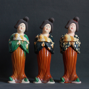 仿古唐三彩仕女陶瓷侍女人物胖妞人俑唐风古代胖美人贵妃摆件