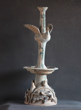 唐三彩陶瓷烛台摆件汉绿釉灯台仿古陶瓷办公室装饰商务开业礼品